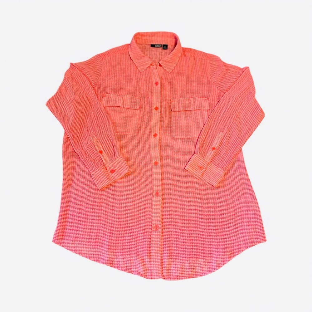 a.n.a Coral, Heart Print, Long Sleeve Button-Down